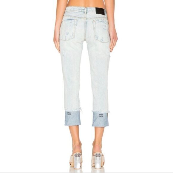 Free People One Teaspoon Awesome Baggie Jeans Straight leg Distressed Light Wash - Picture 16 of 16